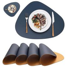 Sets de table et sous-verres 4 ensembles, sets de table, bleu foncé + jaune