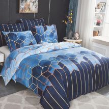 Sets Housse de Couette, 220x240 cm avec 2 x Taies d'oreiller 65x65 cm, Géométrique Imprimé Boho Microfibre Literie Parure, Bleu