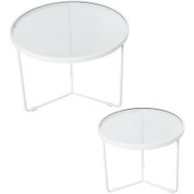 Setzen Sie 2 Metall/Weißglas -Tabellen ° 60x45+° 45x38cmpour alle Stile, um dem Haus eine Note zu verleihen