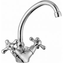 Robinet de lavabo à double levier avec bec pivotant de couleur chrome Paffoni Iris IRV077CR Chromé - Iris - Vidage automatique 1"1/4