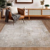 Seville 04 Nasrid Short Pile Rug Modern Abstract Soft Touch Silky Rug in Beige Natural 120 x 180 cm