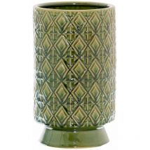 Seville Collection Paragon Vase - Ceramic - L16 x W16 x H27 cm - Olive