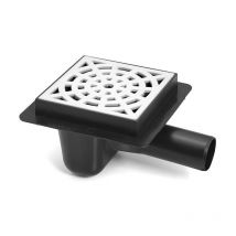 Karmat - Sewerage Plastic Floor Ground Drain with White Round Pattern Grid 50mm Pipe Diameter