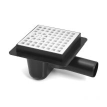 Karmat - Sewerage Plastic Floor Ground Drain with White Square Pattern Grid 50mm Pipe Diameter