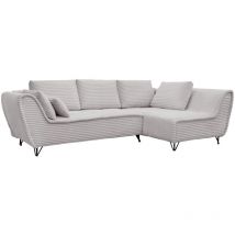 Mobilier Deco - seyna - Canapé d'angle convertible avec coffre en velours côtelé gris- Angle droit