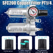 SFC200 Oil Water Separator Trap Regulator Airbrush Filter Air Compressor Pressure Regulator Reducing 1/4