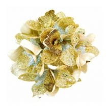 Sfera palla con fiori per albero di natale Ø15 cm - oro/champagne - addobbo decorazione natale