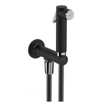 SG - Kit doccia igienica / idroscopino ingenius round dual 2 getti nero opaco, flessibile in pvc nero opaco da 1,20 mt