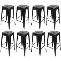 Set di 8,Sgabelli alti,seggioloni impilabili,76 × 42 × 42 cm,Nero