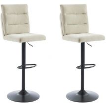 Vente-unique - Sgabelli da bar Altezza regolabile in Tessuto e Metallo Nero Beige - Lotto di 2 - noriel
