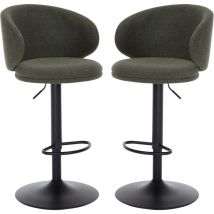 Wahson Office Chairs - Set di 2 Sgabelli da Bar in Tessuto di Lino Sgabelli Cucina Sgabelli Alti con Schienale, Regolabile e Girevole per Cucina