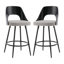 Wahson Office Chairs - Set di 2 Sgabelli da Bar Moderni Sgabelli Cucina in Tessuto Sgabelli Alti con Schienale Sedia da Bar con Poggiapiedi, Grigio