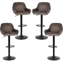Haloyo - Set di 4 Sgabelli da Bar, Seggiolone, Girevole a 360°, Regolabile in Altezza, con Schienale e Poggiapiedi, Velluto, Marrone