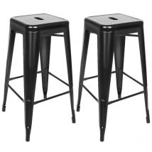 Aqrau - Sgabelli da Bar Set di 2,Struttura Metallica,per Soggiorno, Sala da Pranzo, Cucina,76 × 42 × 42 cm,Nero
