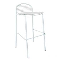 Set di 2 sgabelli Fashion Commerce in ferro bianco con seduta in ecopelle - Bianco