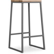 Privatefloor - Sgabello da bar di design industriale - Legno e metallo - 76cm - Big Boy