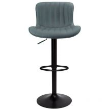 Taburete ajustable con asiento de piel sintética gris y base de metal negro - Snas
