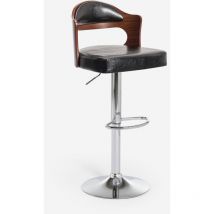 Superstool - Sgabello alto da bar cucina girevole in legno e similpelle nero Soru