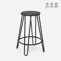 Ahd Amazing Home Design - Sgabello alto design industriale in metallo legno per bar ristoranti cucine Carbon Top Colore: Nero