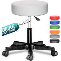 Casaria - Deuba Sgabello Girevole 56 x 56 Altezza Regolabile 46 - 61 cm cm Similpelle Sedia Girevole 360° Imbottitura della Seduta 10 cm bianco