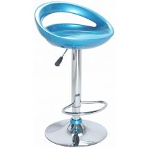 Homeness - Sgabello con altezza regolabile da interno bar con struttura in acciaio e seduta in abs Walter - Azure