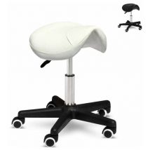 Bodyline Health And Massage - Sgabello con ruote estetista manicure pedicure ecopelle sella cavallo Professional Colore: Bianco