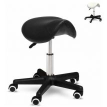 Sgabello con ruote estetista manicure pedicure ecopelle sella cavallo Professional Colore: Nero
