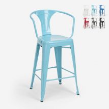 Ahd Amazing Home Design - sgabello metallo stile industriale con schienale h68cm steel back Colore: Azzurro