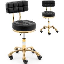 Sedia Sgabello, Sgabello Cosmetico Con Schienale Su Ruote, Fino A 150 Kg Gela, Nero E Oro