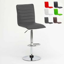 Superstool - Sgabello da bar cucina alto fisso girevole regolabile con schienale Detroit Colore: Grigio