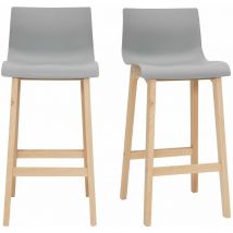 Miliboo - Sgabello da bar design legno e grigio chiaro 65cm set di 2 new surf