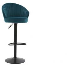 Sgabello da bar design velluto blu petrolio izaac