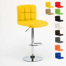 Superstool - Sgabello da Bar e Cucina Fisso Girevole regolabile con Schienale e Poggiapiedi Atlanta Colore: Giallo
