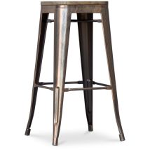 Privatefloor - Sgabello da bar - Design industriale - Legno e acciaio - 76 cm - Nuova edizione- Stylix