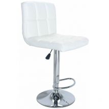 Sgabello da interno bar regolabile in altezza con struttura in acciaio e seduta in ecopelle Twenty - White