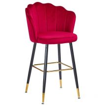 Veriaffari.it - Sgabello élégant en Velours Rouge avec Terminaisons Dorées 50x55x110 cm