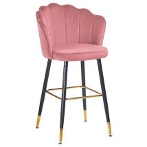 Veriaffari.it - Sgabello Estro de Terciopelo Rosa con Terminales Dorados 50x55x110 cm