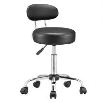 Casaria - Sgabello con rotelle con schienale girevole 360° regolabile in altezza 10 cm imbottitura sedia ufficio lavoro cucina Nero