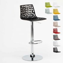 Grand Soleil - Sgabello spider per bar cucina alto fisso girevole regolabile poggiapiedi Colore: Nero