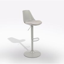 Sgabello Grigio Con Seduta In Tessuto Grigio