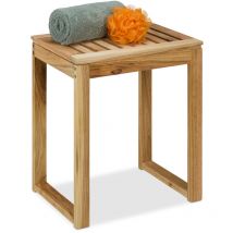 Relaxdays - Sgabello in Legno da Bagno, Sgabellino Multiuso Cucina, Tavolino da Divano, HxLxP: 46 x 40 x 30 cm, Naturale