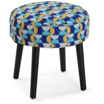 Bigbuy - Versa Klee Sgabello basso rotondo poggiapiedi per soggiorno o camera da letto, Misure (a x l x l) 35 x 35 x 35 cm, Cotone e legno, Colore