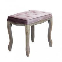 Sgabello marly in velluto vintage 50 x 36 x H47 cm di colore rosa antico