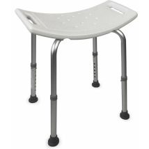 Sgabello Doccia, Altezza Regolabile, San Fermín, Piedini Antiscivolo, Sedia, Bagno, Fino A 100 Kg, Alluminio, Bianco - Mobiclinic
