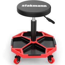 Stakmann - Sgabello Officina Sedia Meccanico Con Ruote 4 Scomparti Portattrezzi Regolabile