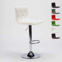 Superstool - Sgabello per cucina e bar trapuntato Chesterfield in similpelle Design Honolulu Colore: Bianco
