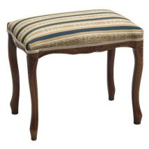 Spazio Casa - Sgabello Pouff in legno noce scuro imbottito Blu