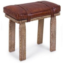 Iperbriko - Sgabello rettangolare legno pelle Charleston cm 54 x 30 x 53