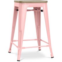 Privatefloor - Sgabello da bar di design industriale - Legno e acciaio - 61 cm - Stylix