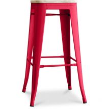 Privatefloor - Sgabello da bar - Design industriale - Acciaio e legno - 76cm - Stylix